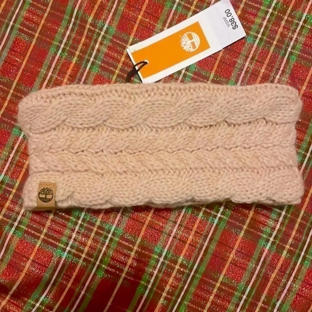 Brand New Timberland Cable Knit Earband Pale Pink Headband Soft Fleece Interior